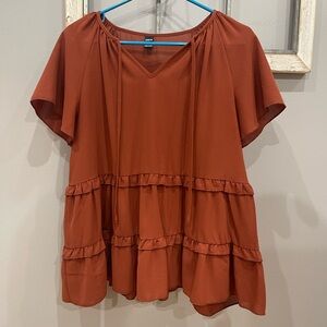 SHEIN Terracotta Ruffle Blouse